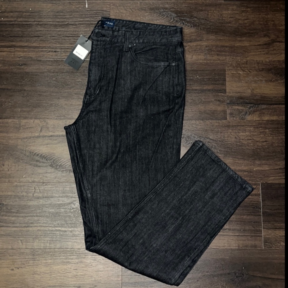 NWT Five Four Angeles Straight Leg Black Denim Jeans 38